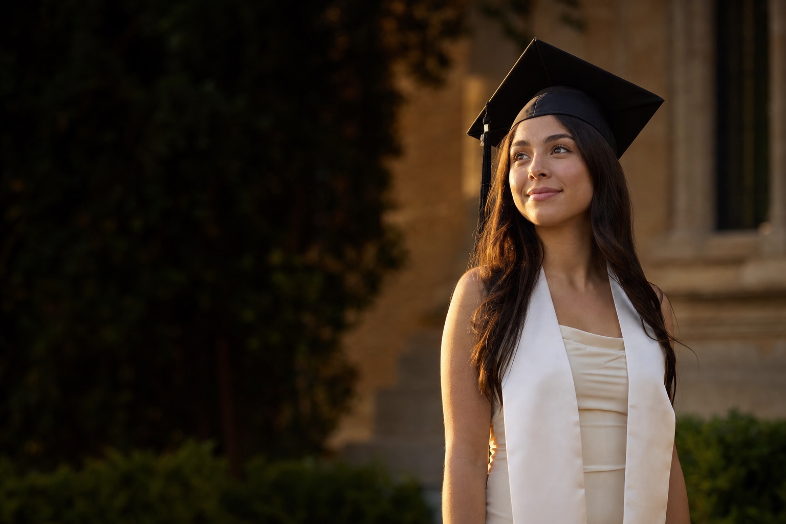 Graduate portrait in warm Austin light